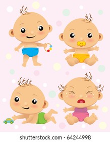 Baby Girl Boy On White Background Stock Vector (Royalty Free ...