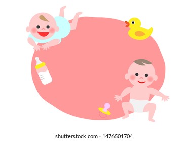 Babies and baby items. Vector illustration.