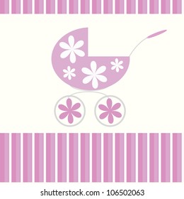 Babies background with pink pram
