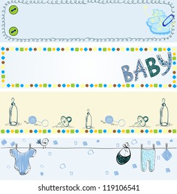 Babies banners   for boy. Hand drawn illustration.