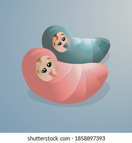 babies a boy with blue eyes and a girl with green eyes