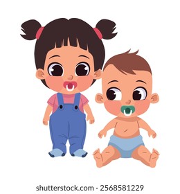 babies characters with pacifier isolated