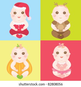 babies in different costumes