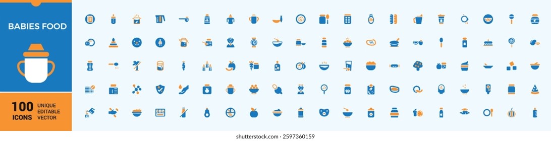Babies Food colorful simple icon. Related to apple, milk, nutrition, vitamin, baby, nourishment and more. Solid symbol. Child filled icon set. Minimalist icon collections.