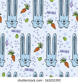 babies hand draw seamless pattern with rabbits