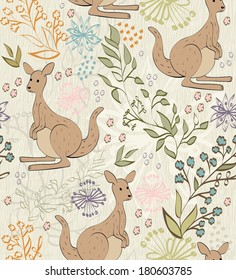 babies hand draw seamless pattern with animals