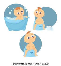 babies hygiene set vector illustration