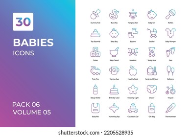 Babies icons collection. Set vector line with elements for mobile concepts and web apps. Collection modern icons.