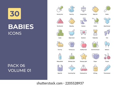 Kollektion der Kindersymbole. Stellen Sie Vektorgrafik mit Elementen für mobile Konzepte und Web-Apps ein. Sammlung moderner Symbole.