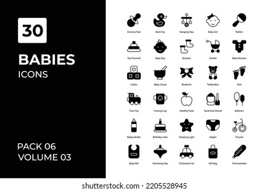 Colección de iconos para bebés. Establecer la línea vectorial con elementos para conceptos móviles y aplicaciones web. Colección de iconos modernos.