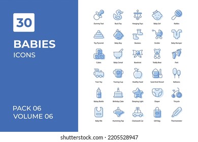 Babies icons collection. Set vector line with elements for mobile concepts and web apps. Collection modern icons.