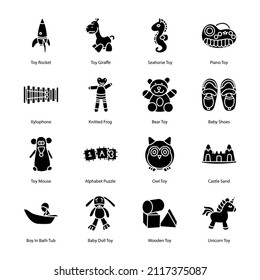 Babies, Kids and Childhood Glyph Icons - Solid, Vectors