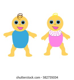 Babies on white background. Vector illustration.