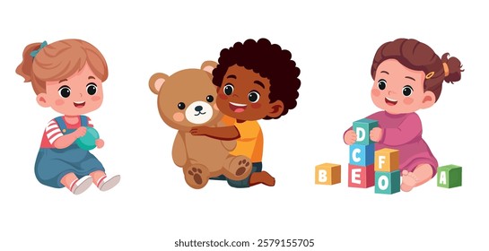 babies play toys collection vector illustration