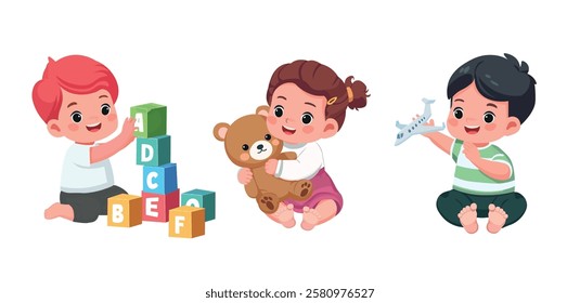 babies play toys collection vector illustration	