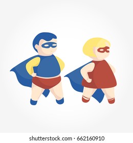 Babies in super heroes costume vector illustration. Super baby concept design.