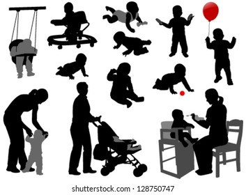 babies  and toddlers silhouettes