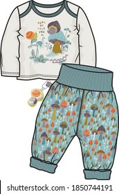 babies and toddlers vector fashion flat sketch child top suit design