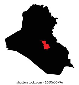 Babil Governorate highlighted on Iraq map Vector EPS 10