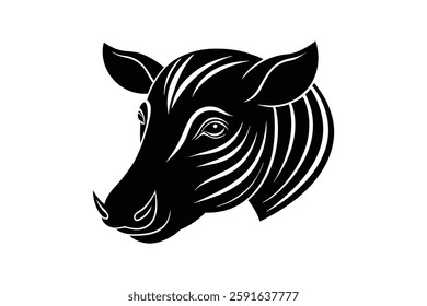 Babirusa Head Vector Silhouette Design