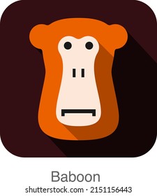 Baboon animal face icon, vector illustration