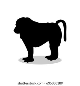 Baboon ape primate black silhouette animal