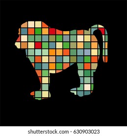 Baboon ape primate color silhouette animal
