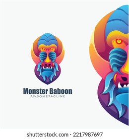 baboon colorful logo design template