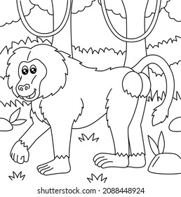 Baboon Coloring Page for Kids