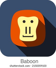 baboon flat icon design. Animal icons series.