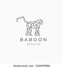Baboon geometric line art logo vector icon design template