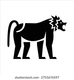 Baboon glyph icon. monkey illustration.