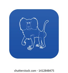 Baboon icon blue vector isolated on white background