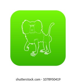 Baboon icon green vector isolated on white background