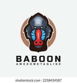 Baboon illustration logo design template