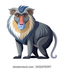 Baboon Illustration on White Background