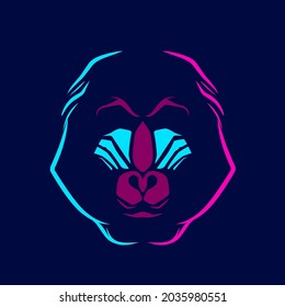 Baboon mandrill monkey logo line pop art potrait colorful design with dark background. Abstract vector illustration.