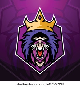 Baboon mascot esport logo design.