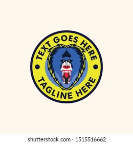 Baboon retro vintage animal badge patch template