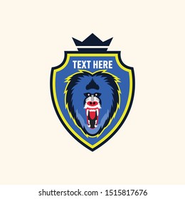 Baboon retro vintage animal badge patch template