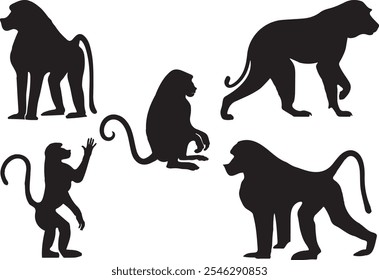 Baboon silhouette vector art work 