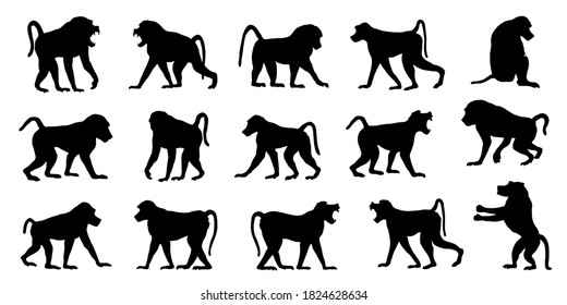 baboon silhouettes on white background