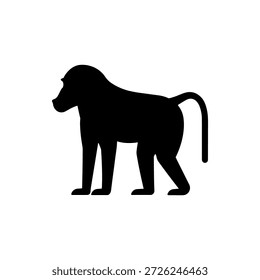 Diseño de ilustración plana de Vector de silueta de babuino.