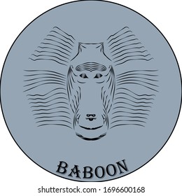 
Logo del vector del babuino en un fondo gris azul
