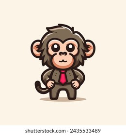 Baboon-Cute-Mascot-Logo-Illustration-Chibi-Kawaii is awesome logo, mascot or illustration for your product, company or bussiness
