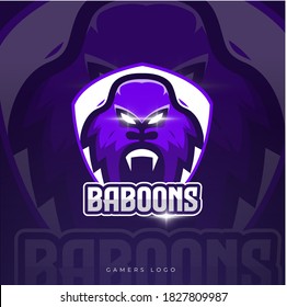 Baboons mascot esport logo design.Baboons head emblem design for esports team. Vector illustration
