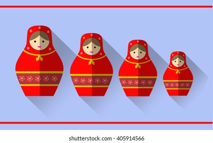 Babushka russian doll flat illustrated, matreshka doll