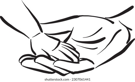 baby 2 child holding parent hand tender love parenthood concept vector illustration Immagine vettoriale stock