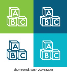 Baby Abc Cubes Flat four color minimal icon set