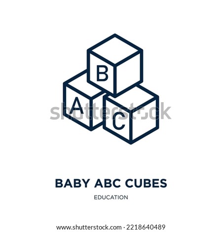 baby abc cubes icon from education collection. Thin linear baby abc cubes, play, alphabet outline icon isolated on white background. Line vector baby abc cubes sign, symbol for web and mobile